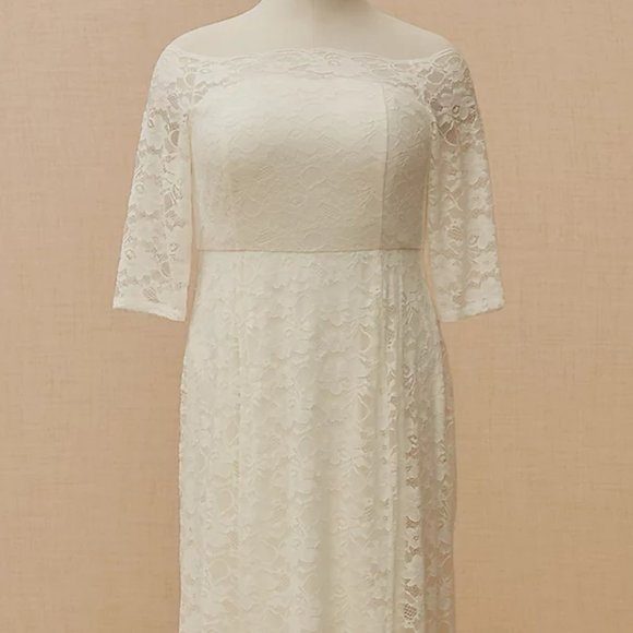 NWT Torrid Wedding Gown/Dress Ivory Lace Off Shoulder Fit & Flare 18 - Picture 9 of 15